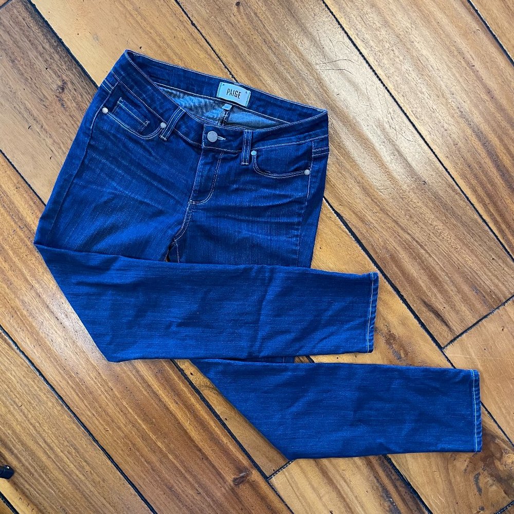 PAIGE Skyline Ankle Peg Jeans, Reynolds Wash, Size 28!